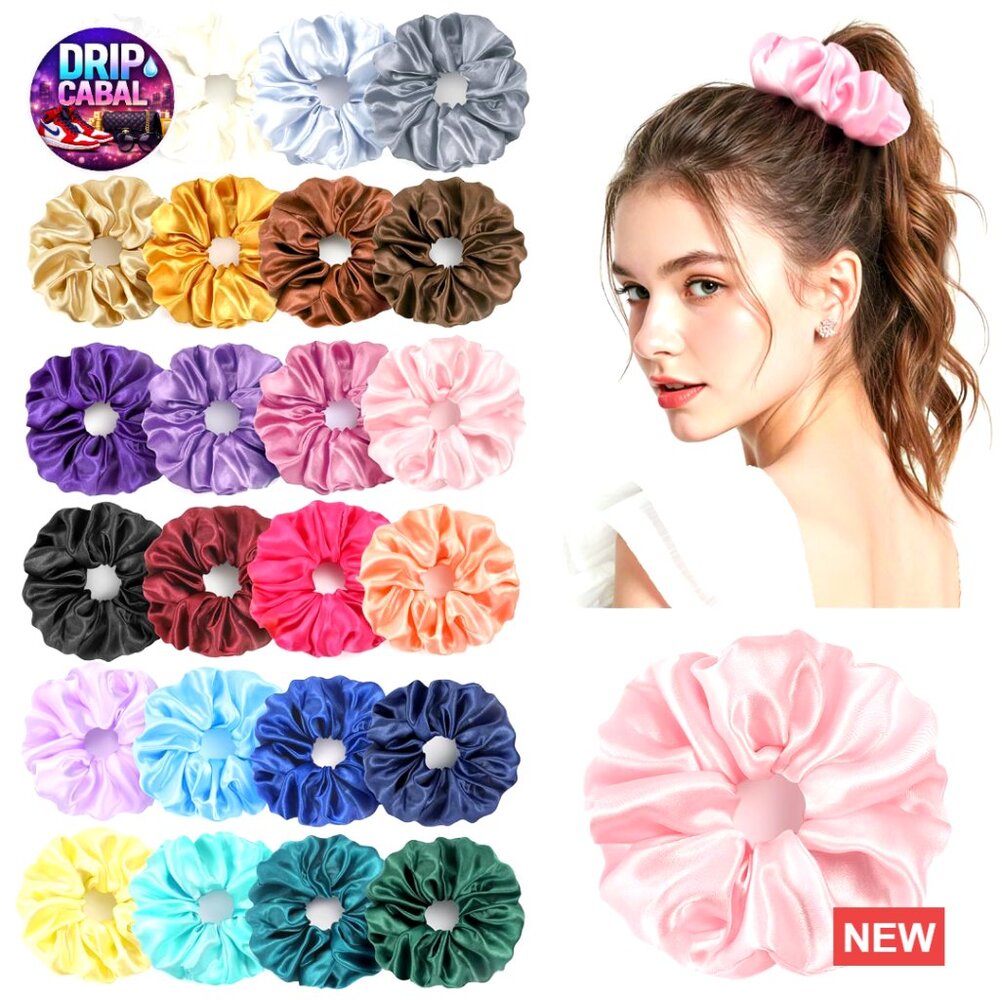 Silk Satin Scrunchies No Damage Hair Ties Elastic Bands Bulk Set